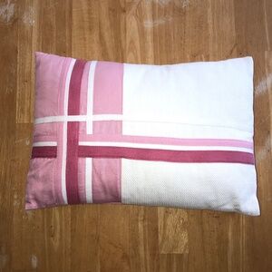 Pink and White Accent Pillow